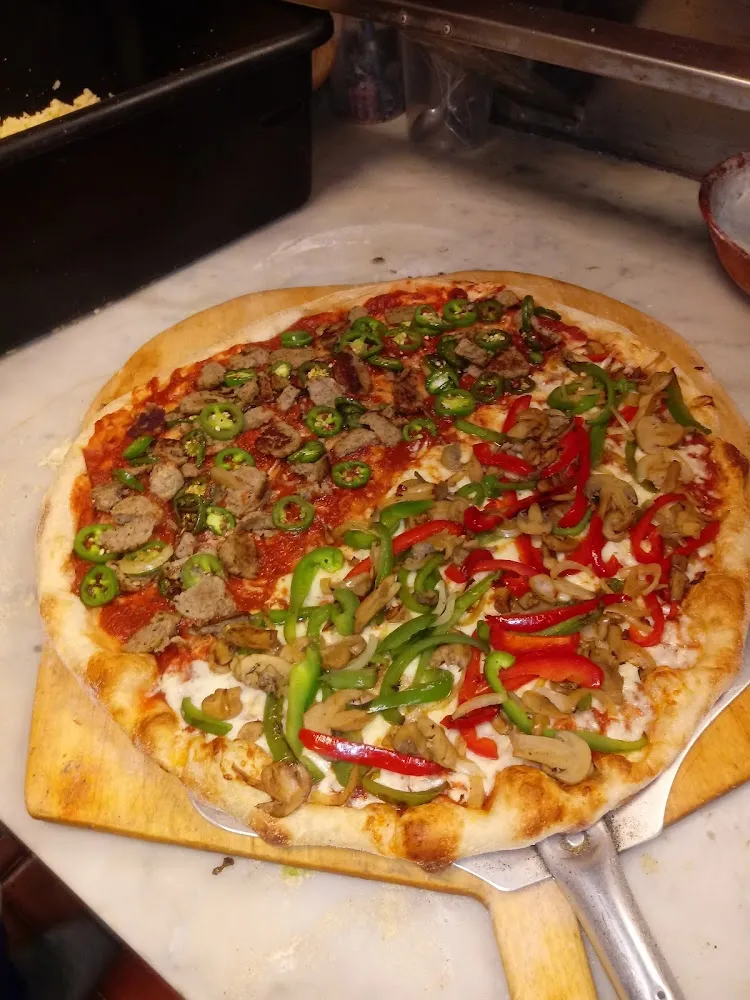 Half Onions Peppers Half Sausage